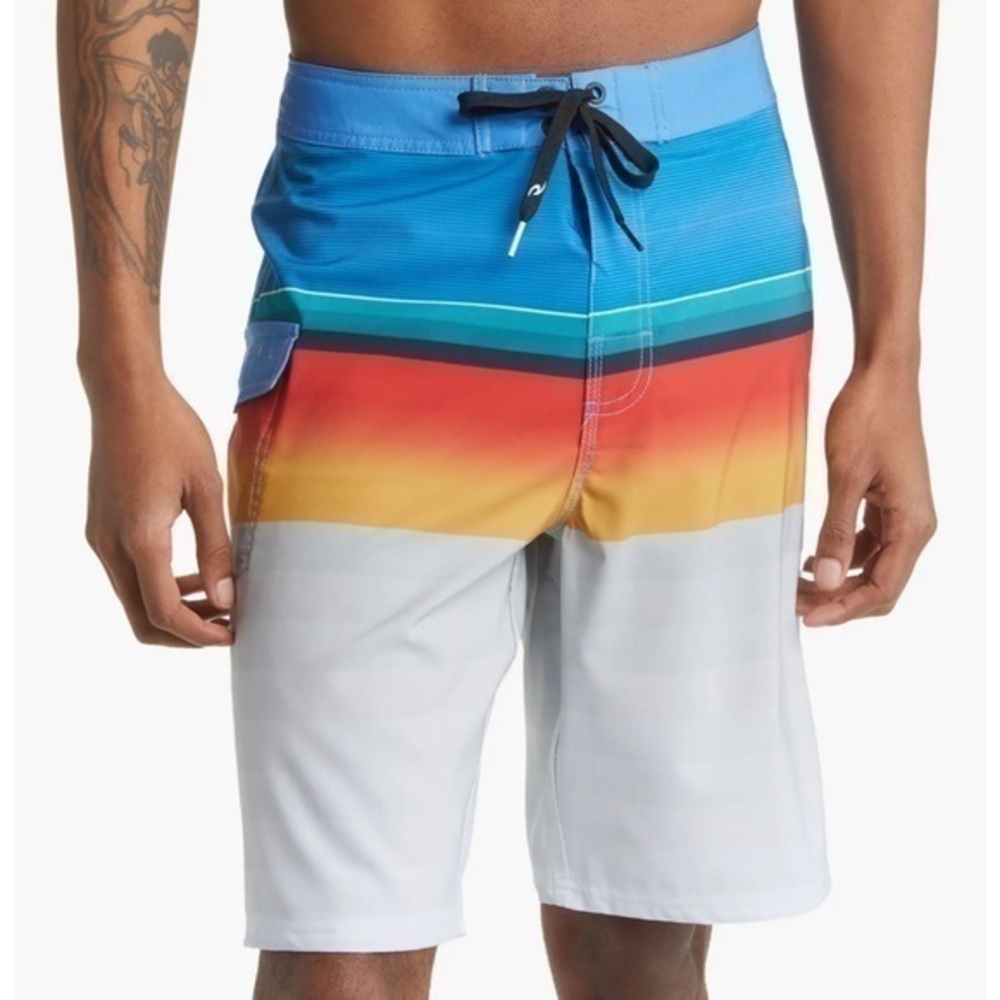 Rip Curl Daybreakers 21” Blue Striped Board Shorts Men’s Size 38 New